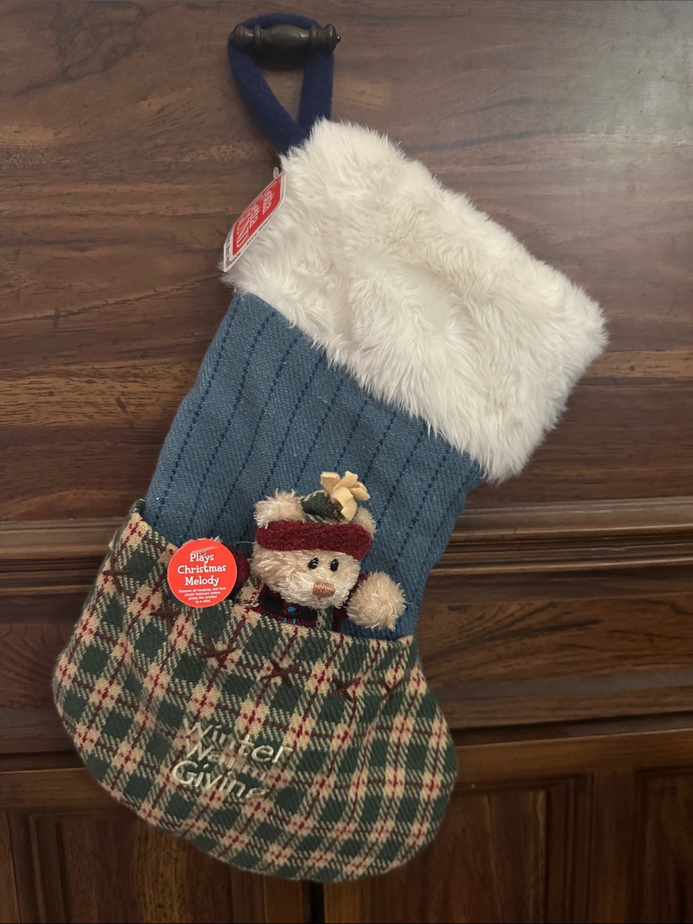 Vintage GUND Maplebear Plush Bear Christmas Stocking 88630 Plaid NWT